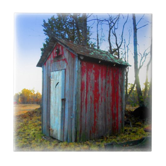 Rustic Old Junk Yard Outhouse Tegeltje (Voorkant)