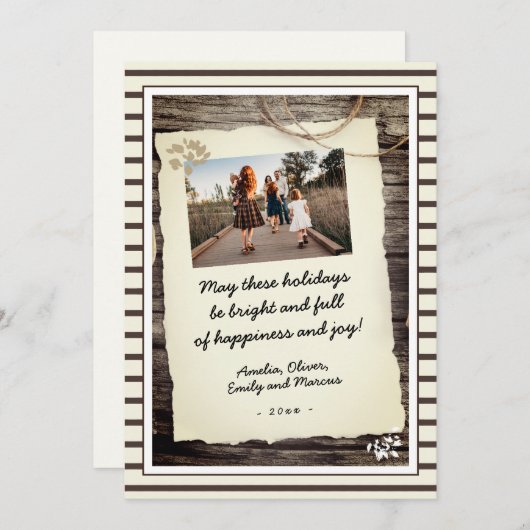 Rustic Old Paper Hand-writed Script Photo Feestdagenkaart (Voorkant / Achterkant)