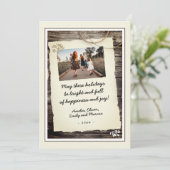 Rustic Old Paper Handgetekend Script Photo Holiday Feestdagenkaart (Staand voorkant)
