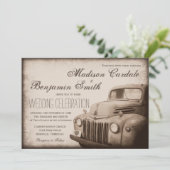 Rustic Old Truck country Wedding Invites Kaart (Staand voorkant)
