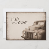 Rustic Old Truck country Wedding Invites Kaart (Achterkant)