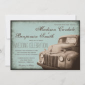 Rustic Old Truck  country Wedding Invites Kaart (Voorkant)