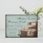Rustic Old Truck  country Wedding Invites Kaart (Staand voorkant)