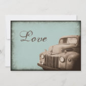 Rustic Old Truck  country Wedding Invites Kaart (Achterkant)