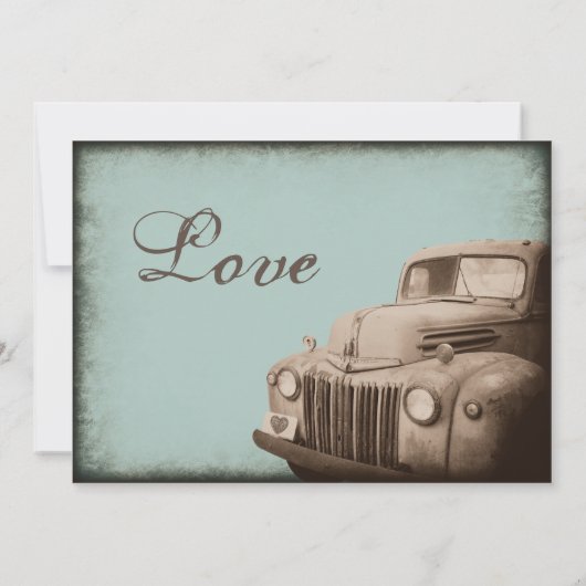 Rustic Old Truck  country Wedding Invites Kaart (Achterkant)
