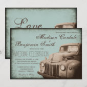 Rustic Old Truck  country Wedding Invites Kaart (Voorkant / Achterkant)