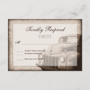Rustic Old Truck  Country Wedding RSVP Card