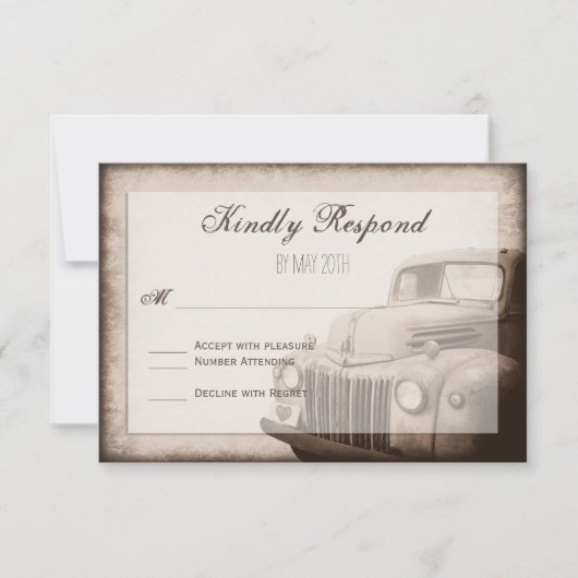 Rustic Old Truck Country Wedding RSVP Card (Voorkant)