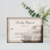 Rustic Old Truck Country Wedding RSVP Card (Staand voorkant)
