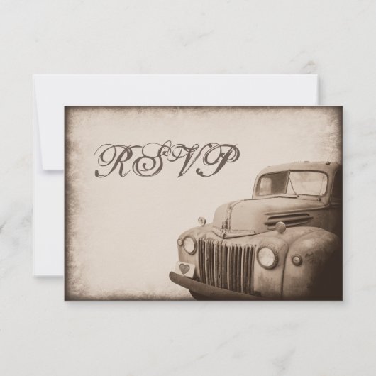Rustic Old Truck Country Wedding RSVP Card (Achterkant)