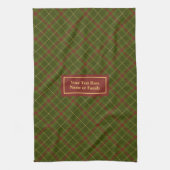Rustic Olijfgroene Herfst Tartan Handdoek Aangepas (Verticaal)