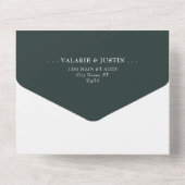 Rustic Olive Branch Dark Green Wedding All In One Uitnodiging (Achterkant)