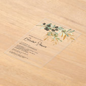 Rustic Olive Branch Leaves Bridal Shower Acryl Uitnodigingen (Laagn)