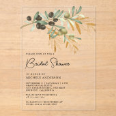 Rustic Olive Branch Leaves Bridal Shower Acryl Uitnodigingen (Voorkant)
