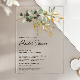 Rustic Olive Branch Leaves Bridal Shower Acryl Uitnodigingen