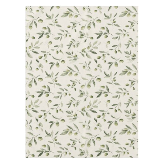 Rustic Olive Branch Mediterranean Pattern Tafelkleed (Voorkant)