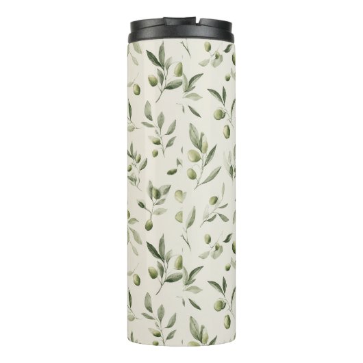 Rustic Olive Branch Mediterranean Pattern Thermosbeker (Achterkant)