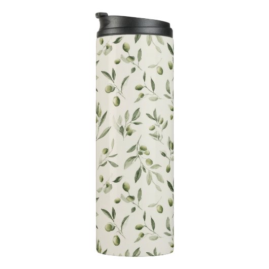 Rustic Olive Branch Mediterranean Pattern Thermosbeker (Geroteerd rechts)
