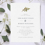Rustic Olive Branch Wedding Invitation Kaart<br><div class="desc">Een eenvoudige rustige trouwuitnodiging,  met een waterverf olijftak met zwarte olijven en groene bladeren,  tegen een schone witte achtergrond. Pas uw gegevens aan in donkergrijs.</div>