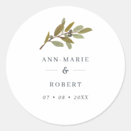 Rustic Olive Branch Wedding Names Ronde Sticker