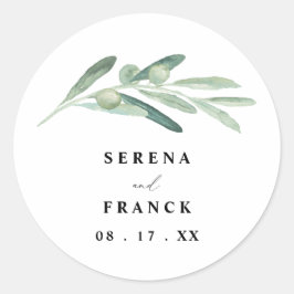 Rustic Olive Branch Wedding Ronde Sticker