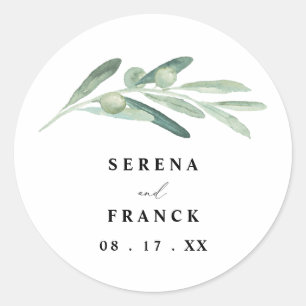 Rustic Olive Branch Wedding Ronde Sticker