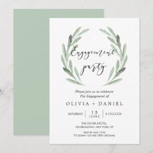 Rustic Olive Branch Wreate Engagement Party Kaart