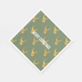 Rustic Olive Green Gold Deer Christmas Servet (Hoek)
