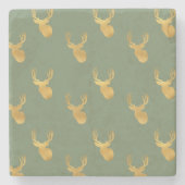 Rustic Olive Green Gold Deer Christmas Stenen Onderzetter (Voorkant)