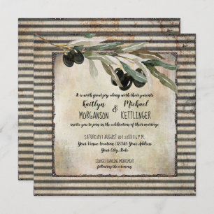 Rustic Olive Leaf WreatWaterverf Boerderij Vintage Kaart