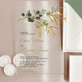 Rustic Olive Leaves Wedding Acryl Uitnodigingen