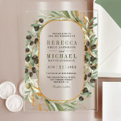 Rustic Olive Leaves Wedding Acryl Uitnodigingen