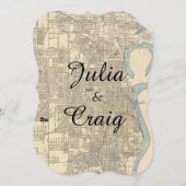 Rustic Omaha NE Map Wedding Uitnodiging (Voorkant / Achterkant)