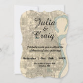  Rustic Omaha NE Map Wedding Uitnodiging (Achterkant)