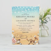 Rustic Ombre Beach Heart Shore Wedding Kaart (Staand voorkant)