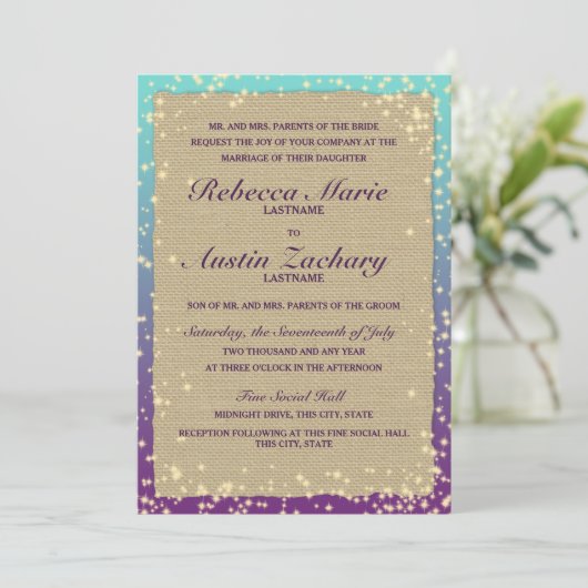 Rustic Ombre' Sparkle Wedding Kaart (Staand voorkant)