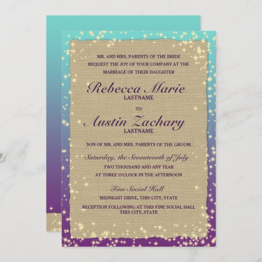 Rustic Ombre' Sparkle Wedding Kaart (Voorkant / Achterkant)