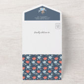 Rustic onder het Zee Anchor Nautical Baby shower All In One Uitnodiging (Buitenkant)