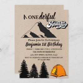 Rustic Onderful Adventure First Birthday Kaart