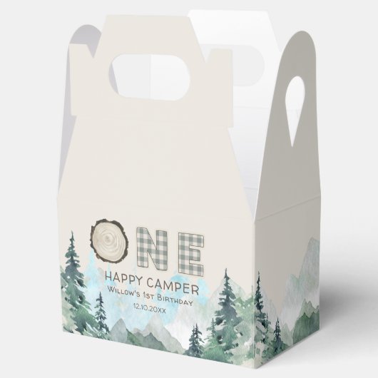 Rustic One Happy Camper Birthday Favor Box Bedankdoosjes (Geopend)