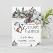 Rustic One Happy Camper Birthday Kaart (Staand voorkant)