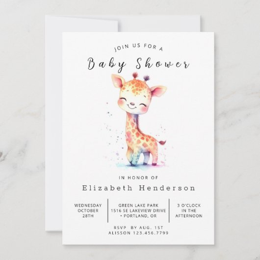 Rustic Online Giraffe Baby shower Kaart (Voorkant)