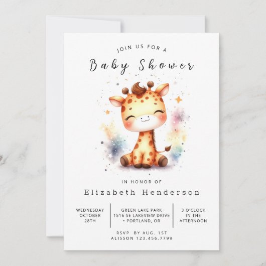 Rustic Online Giraffe Baby shower Kaart (Voorkant)