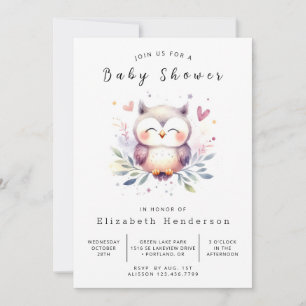 Rustic Online Owl Baby shower Kaart