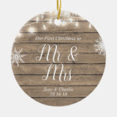 Rustic Ons eerste kerstfeest als Mr en Mrs. Keramisch Ornament (Voorkant)