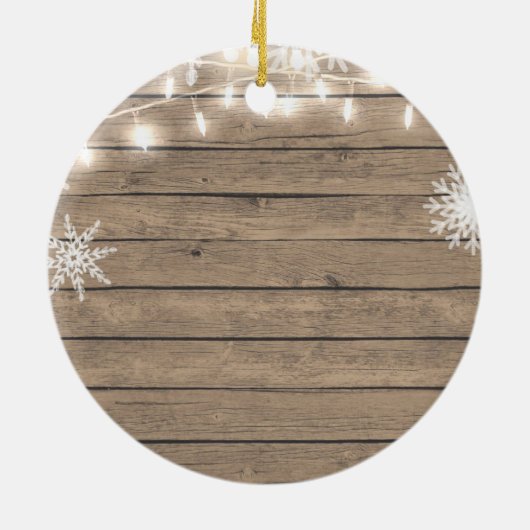 Rustic Ons eerste kerstfeest als Mr en Mrs. Keramisch Ornament (Achterkant)
