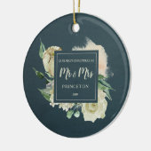 Rustic Ons eerste kerstfeest als Mr & Mrs Name Keramisch Ornament (Links)