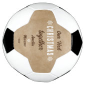 Rustic Ons Eerste Kerstfeest Samen Gepersonaliseer Voetbal (Gedraaid)