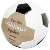 Rustic Ons Eerste Kerstfeest Samen Gepersonaliseer Voetbal (Drie kwart)