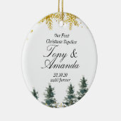 Rustic ons eerste kerstfeest samen keramisch ornament (Rechts)